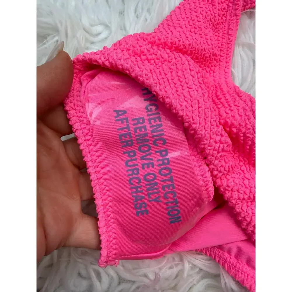 Milly Margot Solid Bandeau Bikini Set Size S Pink NWT REVOLVE Resortwear